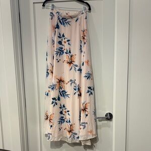 Floral Maxi Skirt - Cream and Blue
